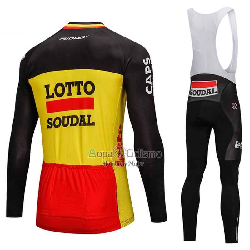 Lotto Soudal Ropa Ciclismo Culotte Largo 2018 Mangas Largas Negro y AMarillo
